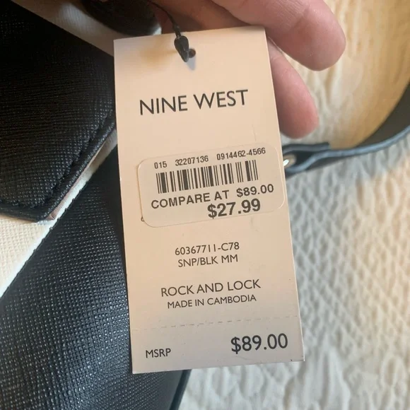 NINE WEST Chic Black and White “Rock And Lock” Handbag/Crossbody Bag - Picture 2 of 7